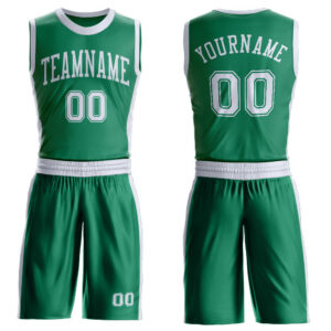 Custom Kelly Green White Round Neck Suit Basketball Jersey